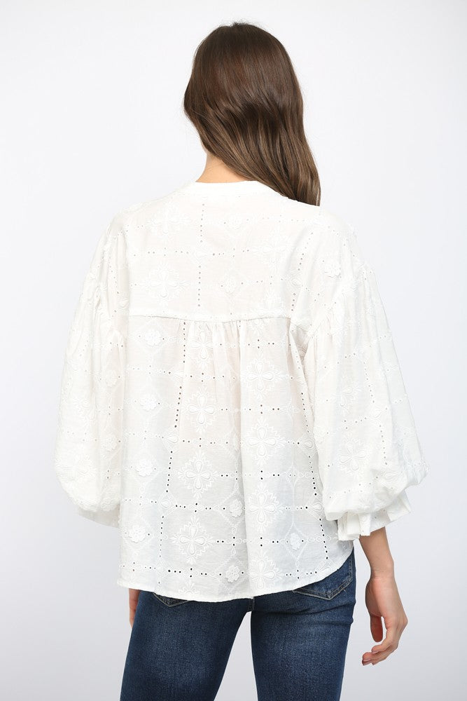Jilly Floral Eyelet Top