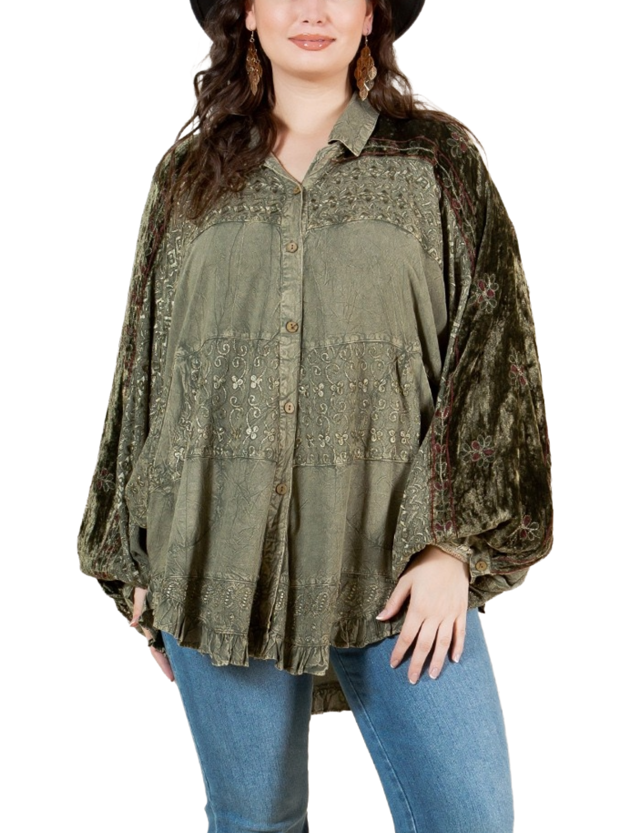 Boho Stonewashed Top - Plus