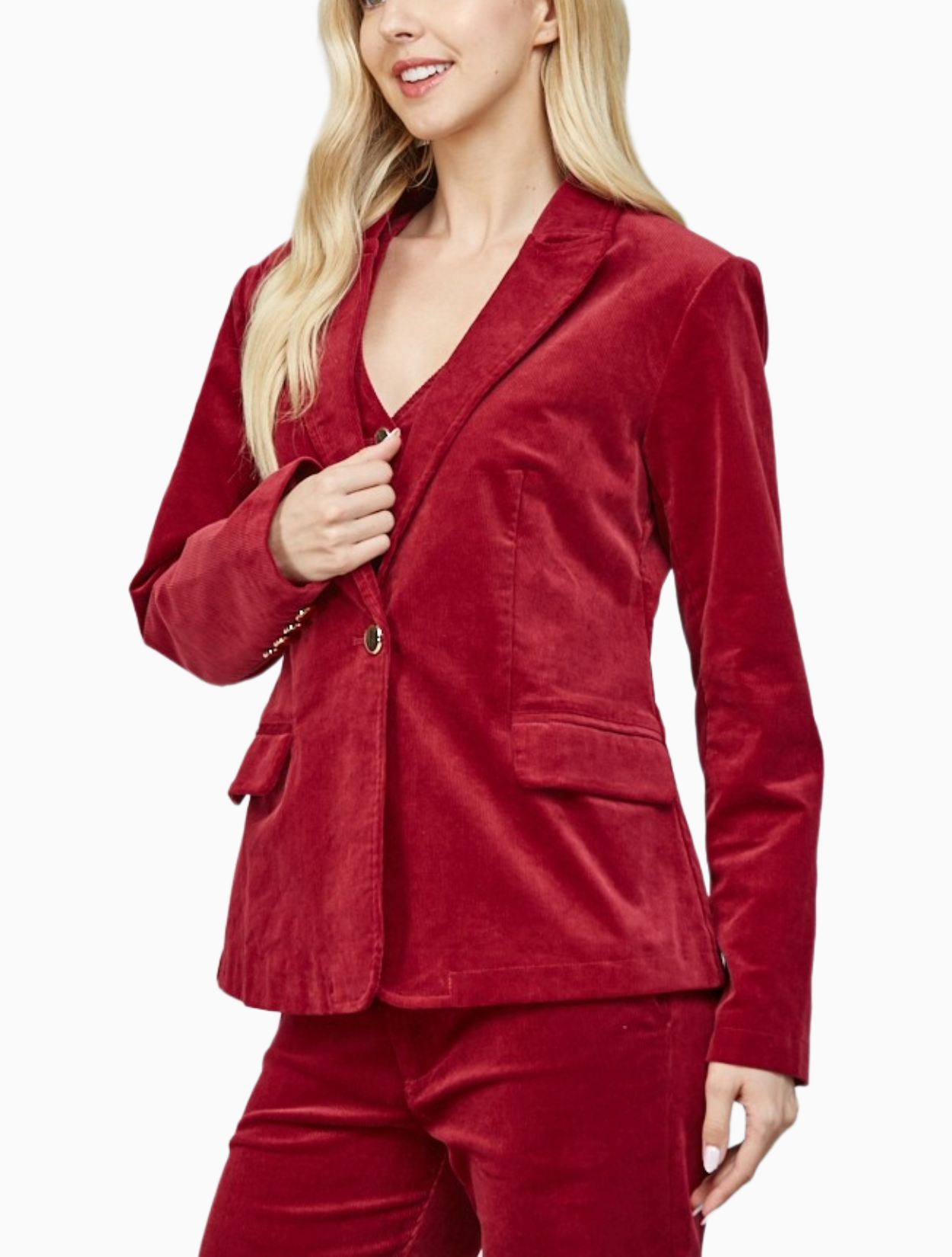 With Wine Corduroy Blazer