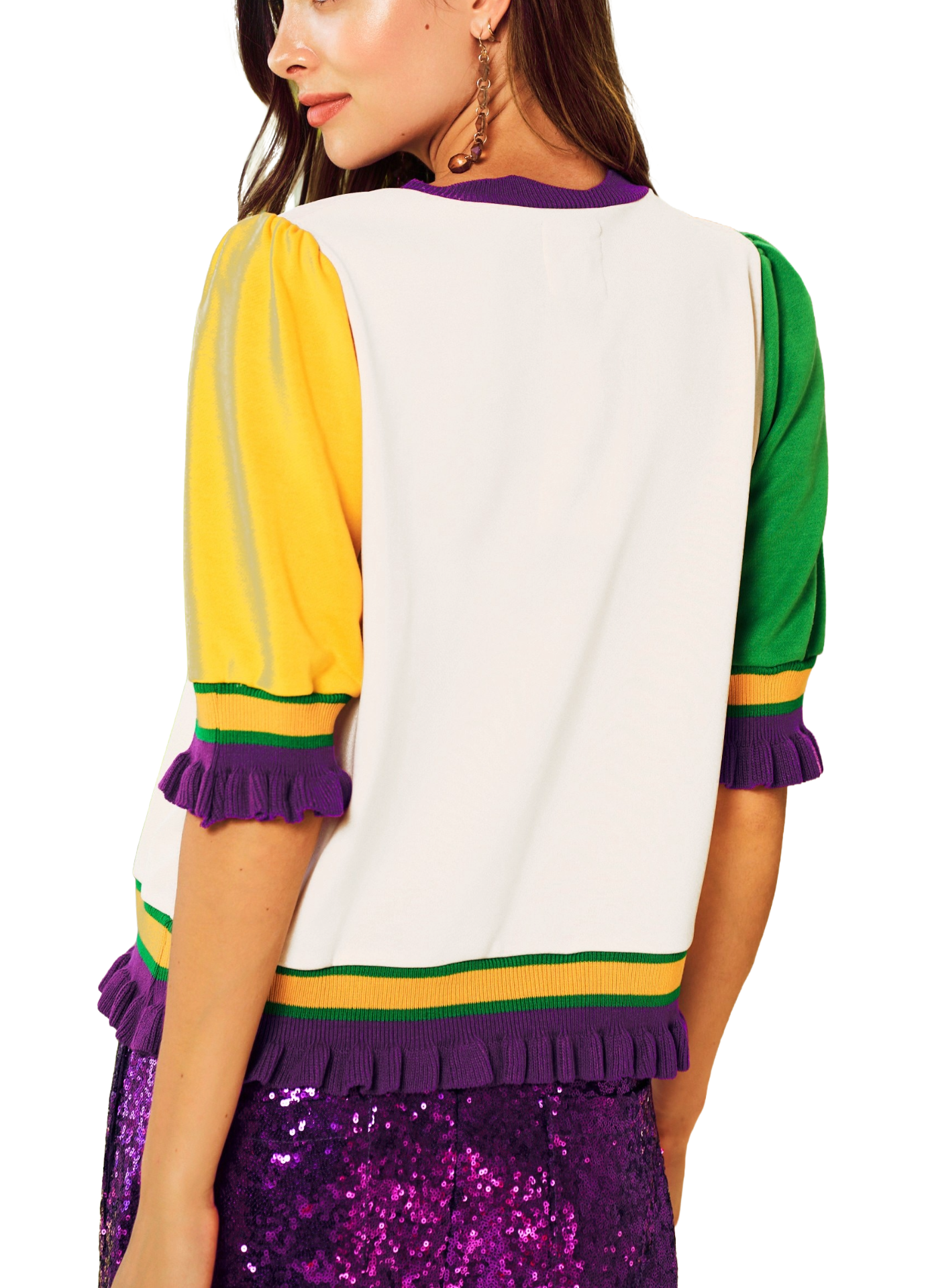 Ruffled Crawfish Mardi Gras Top