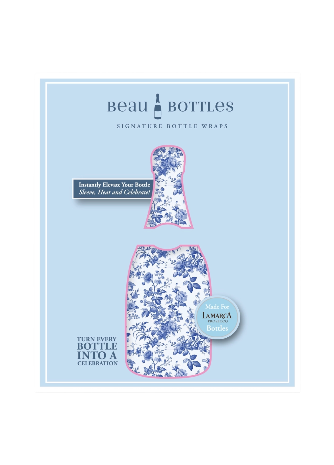 Beau Bottles Grandmillenial Blue Floral - Prosecco