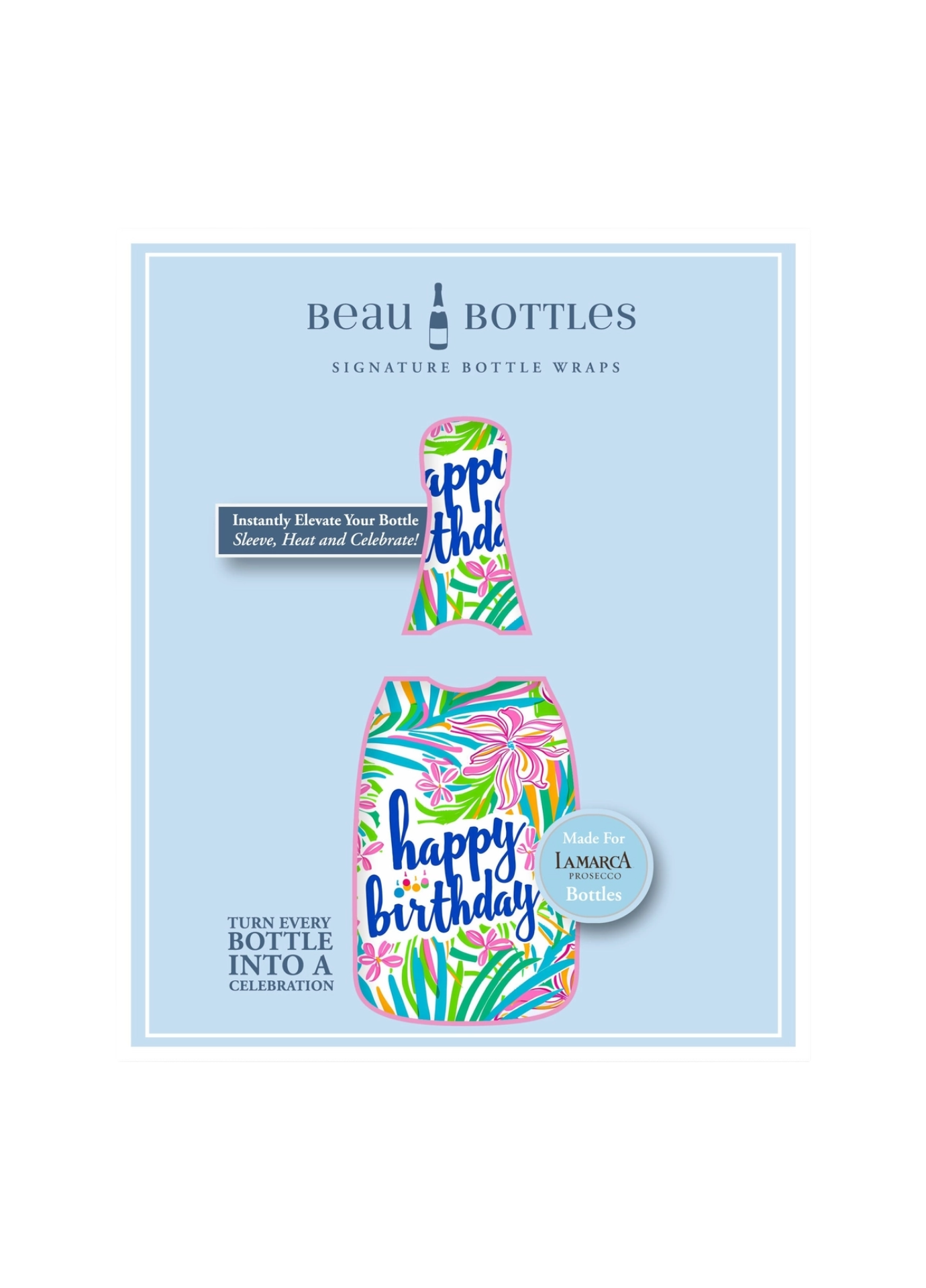 Beau Bottles Happy Birthday Floral - Prosecco