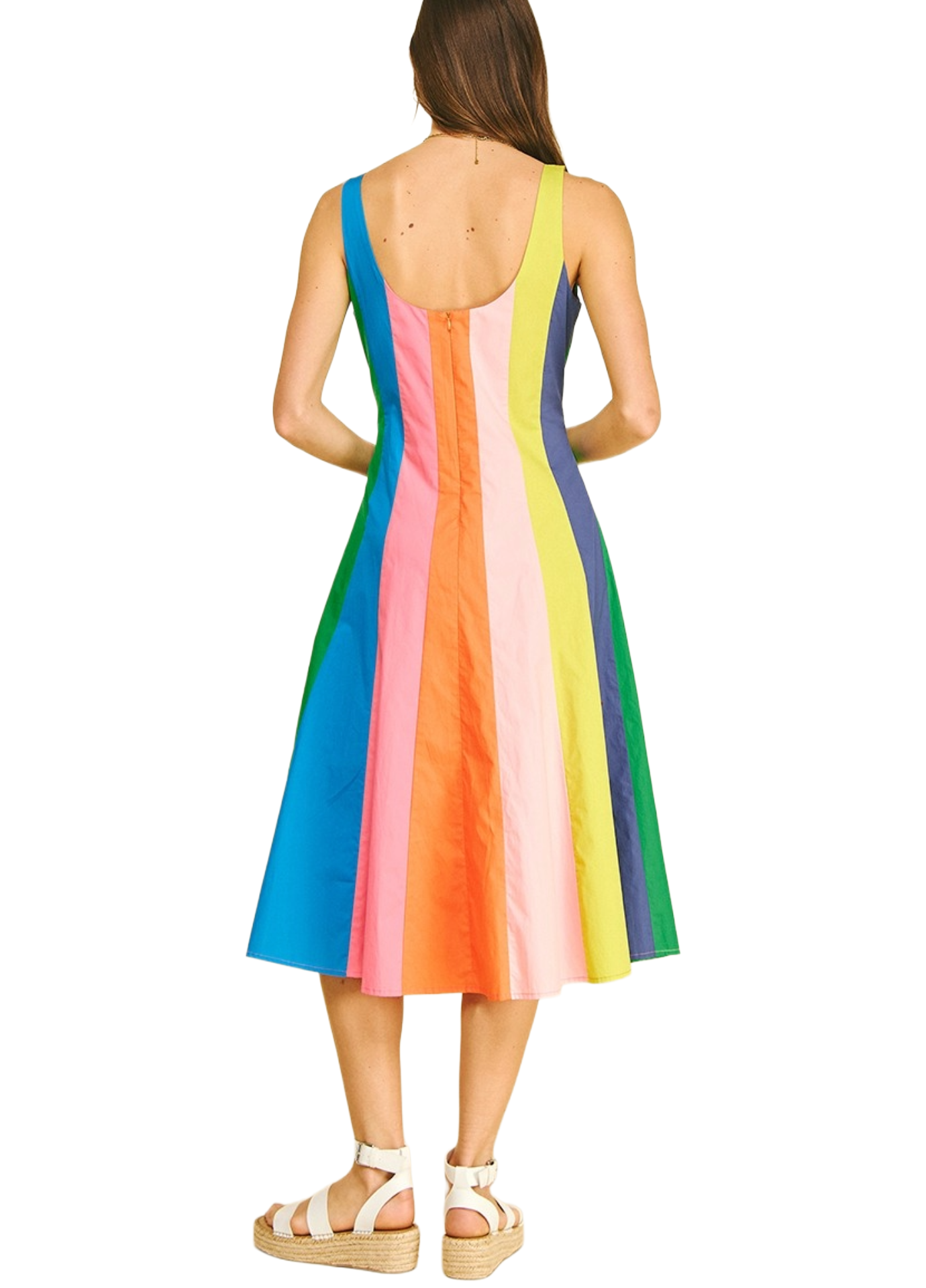 Rainbow Colorblock Midi Dress