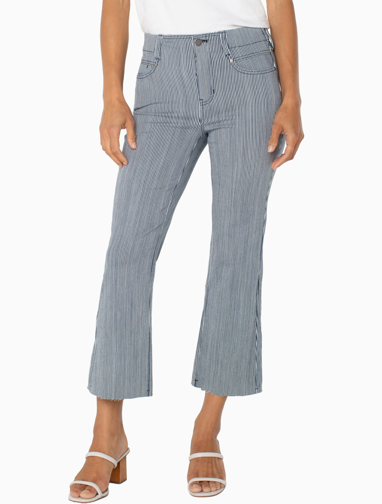 Gia Glider Navy Stripe Crop Flare Jean