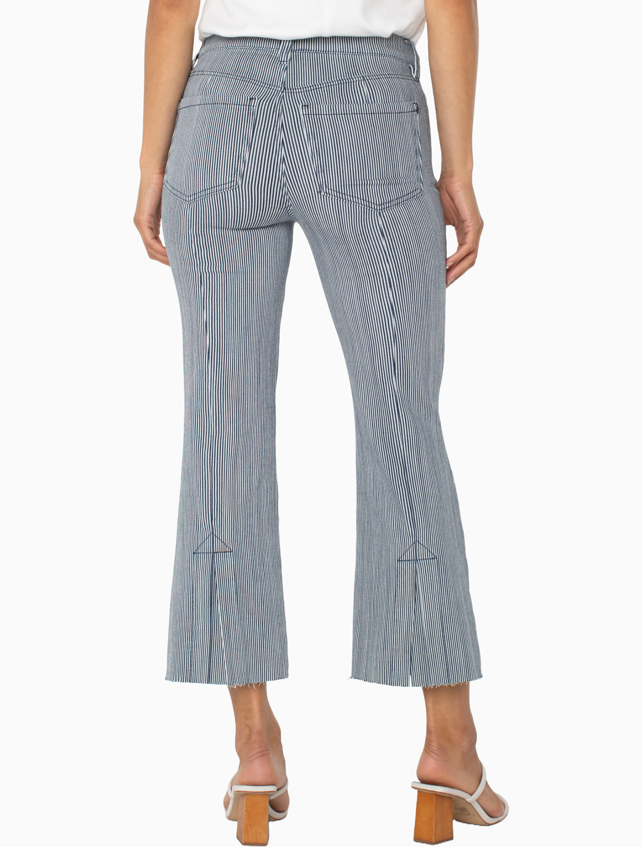 Gia Glider Navy Stripe Crop Flare Jean