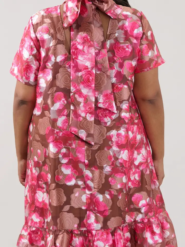 Floral Organza Garden Dress-Plus