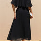 Pleated Cape Midi Dress