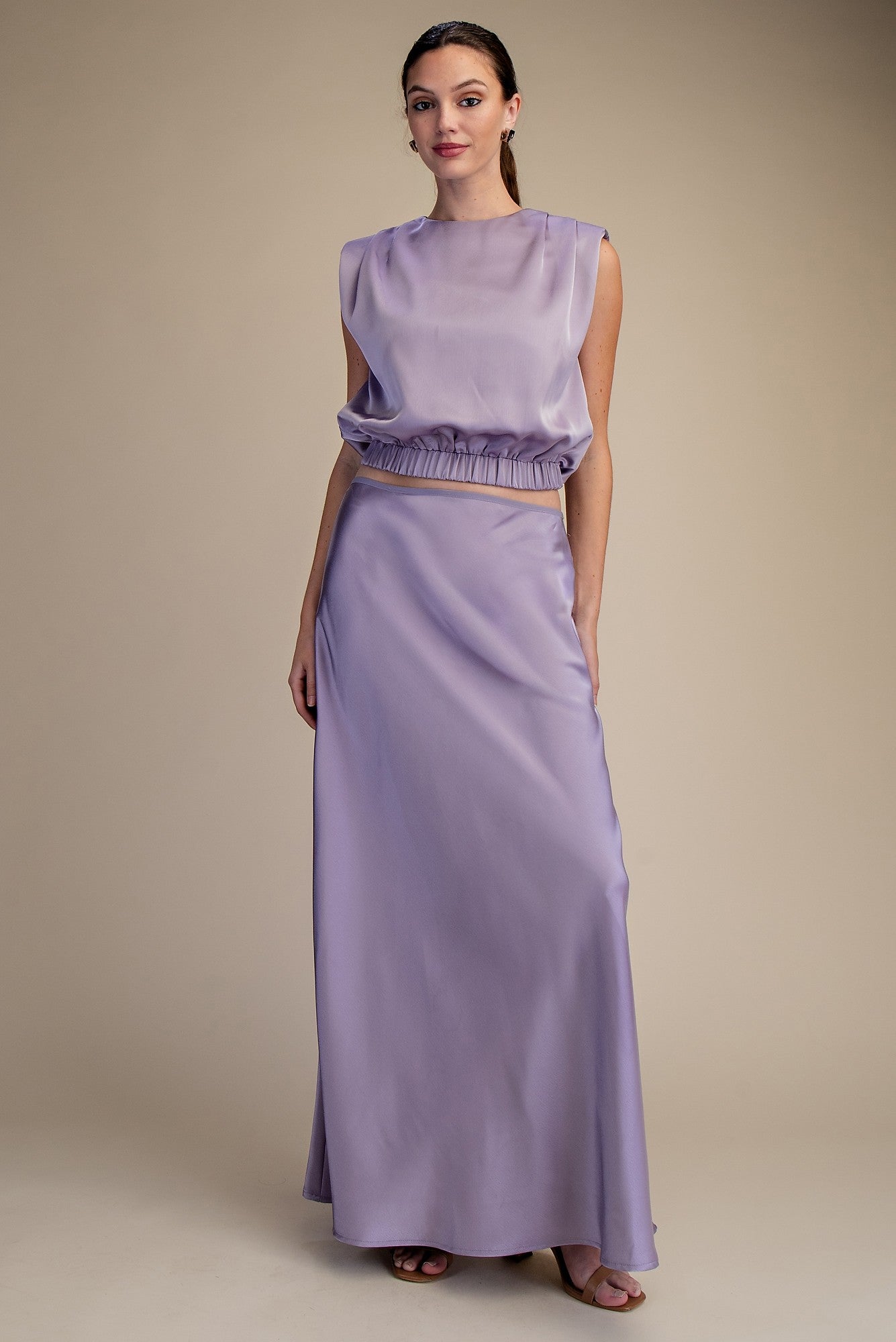 Lavender Love Satin Maxi Skirt