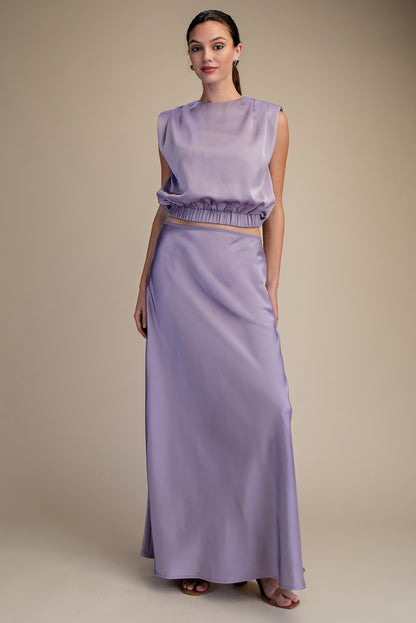Lavender Love Satin Maxi Skirt