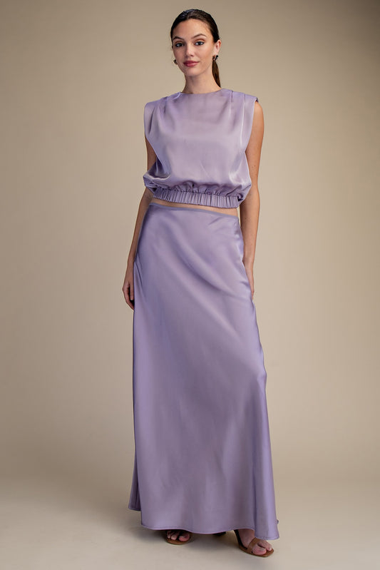 Lavender Love Satin Maxi Skirt