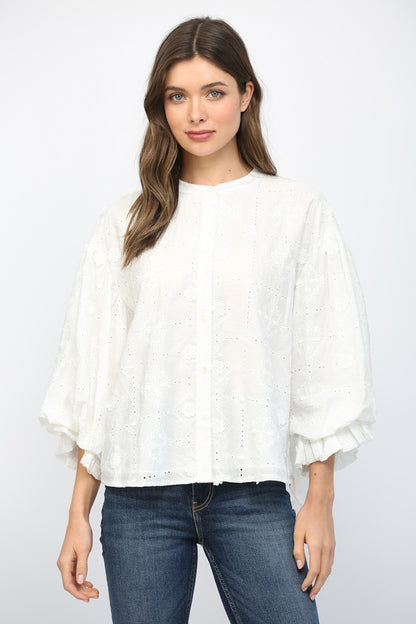 Jilly Floral Eyelet Top