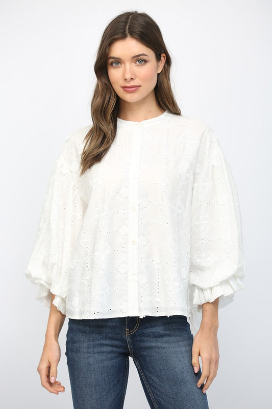 Jilly Floral Eyelet Top