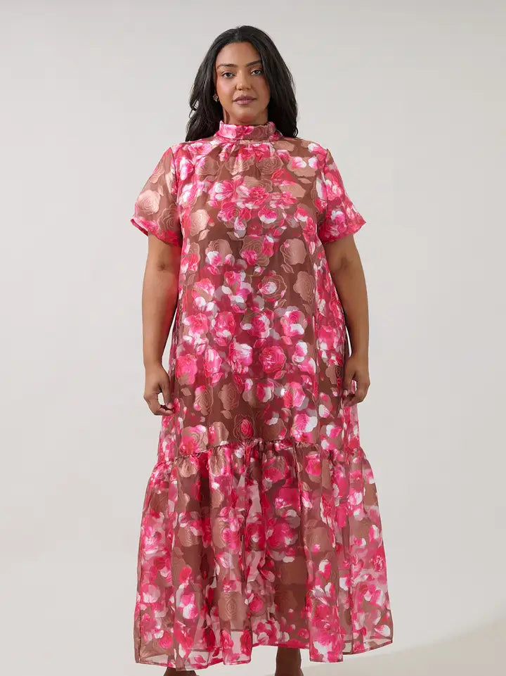 Floral Organza Garden Dress-Plus