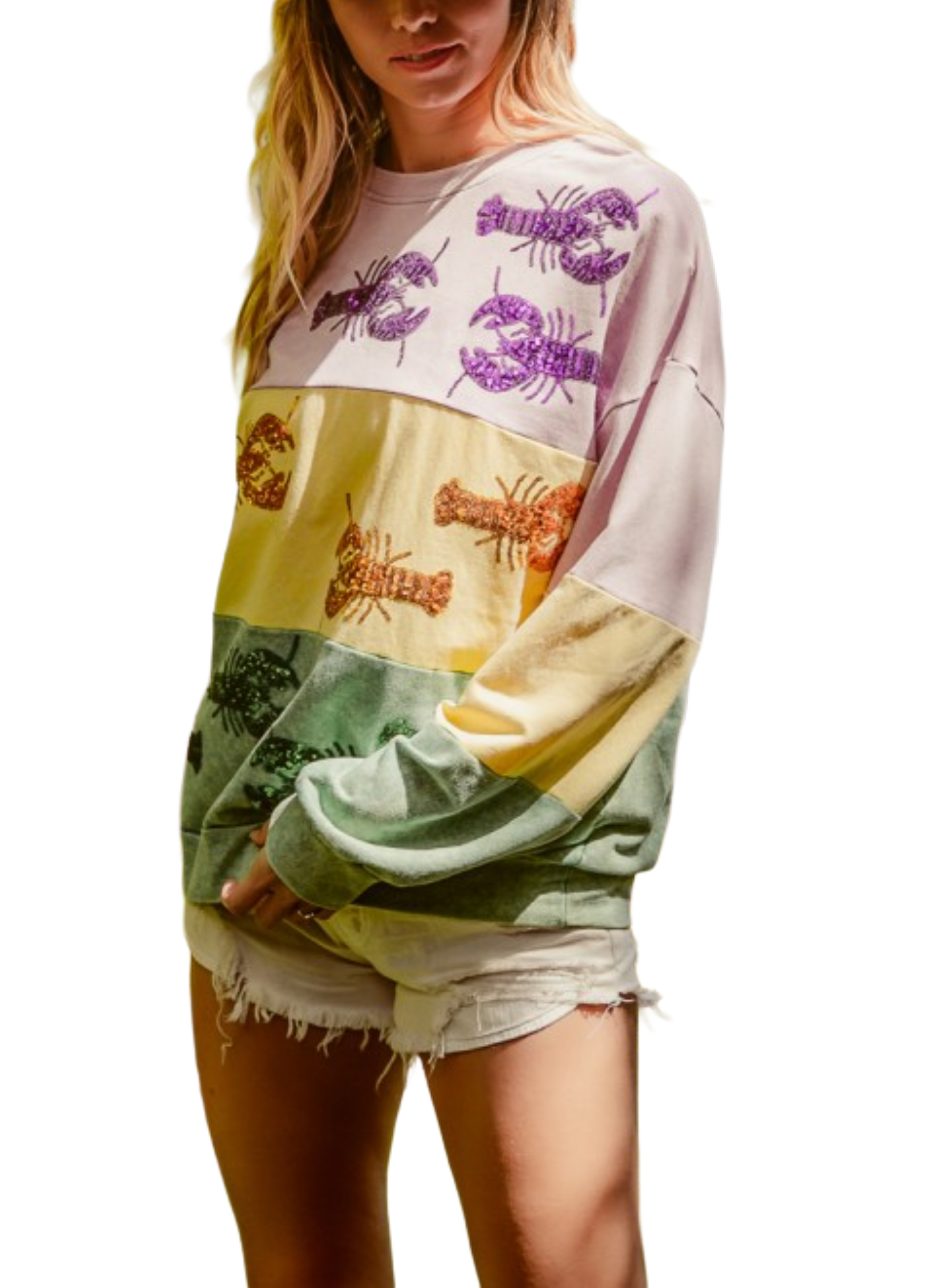 Sequin Crawfish Mardi Gras Pullover