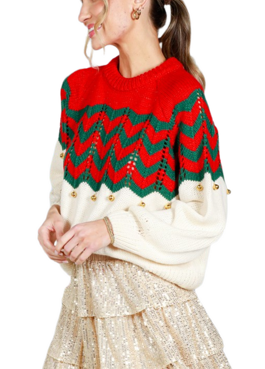 Wavy Jingle Bell Sweater