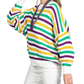 Multi Stripe Mardi Gras Sweater Top