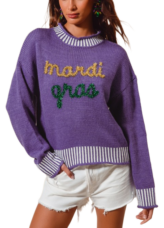 'Mardi Gras' Tinsel Sweater