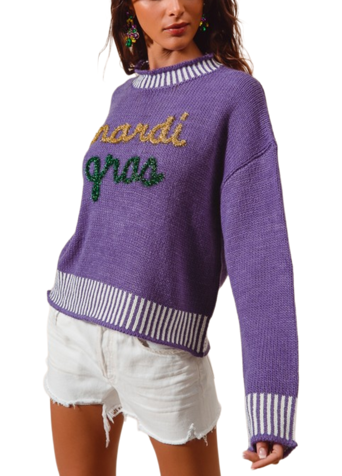 'Mardi Gras' Tinsel Sweater