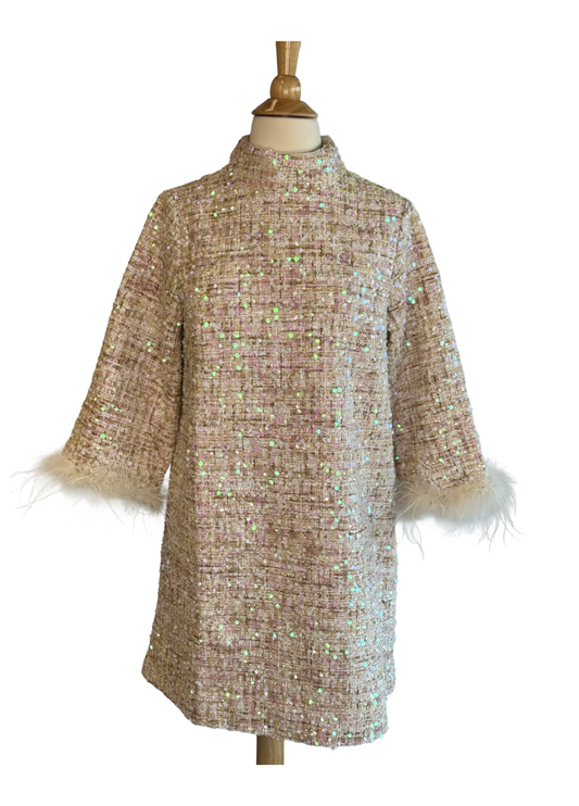La Vie Chic Sequin Tweed Dress