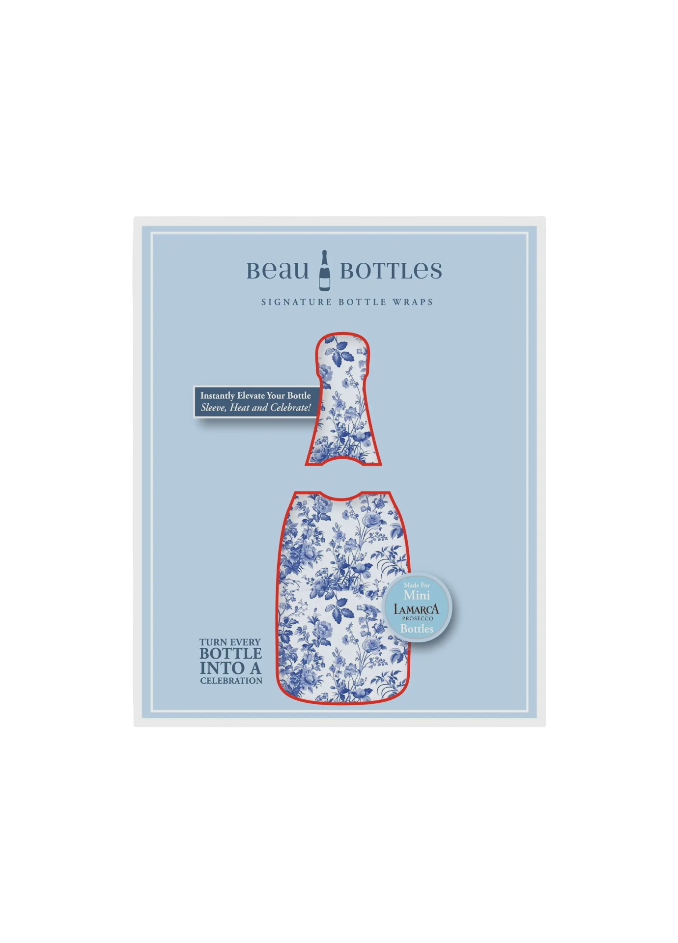 Beau Bottles Blue Floral - Mini Prosecco Pack