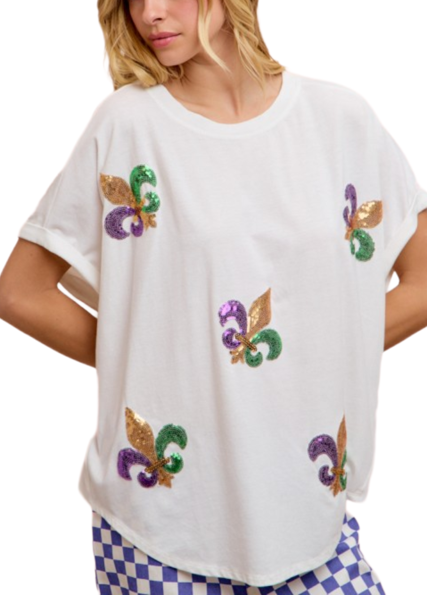 Fleur de Lis Sequin Mardi Gras Top