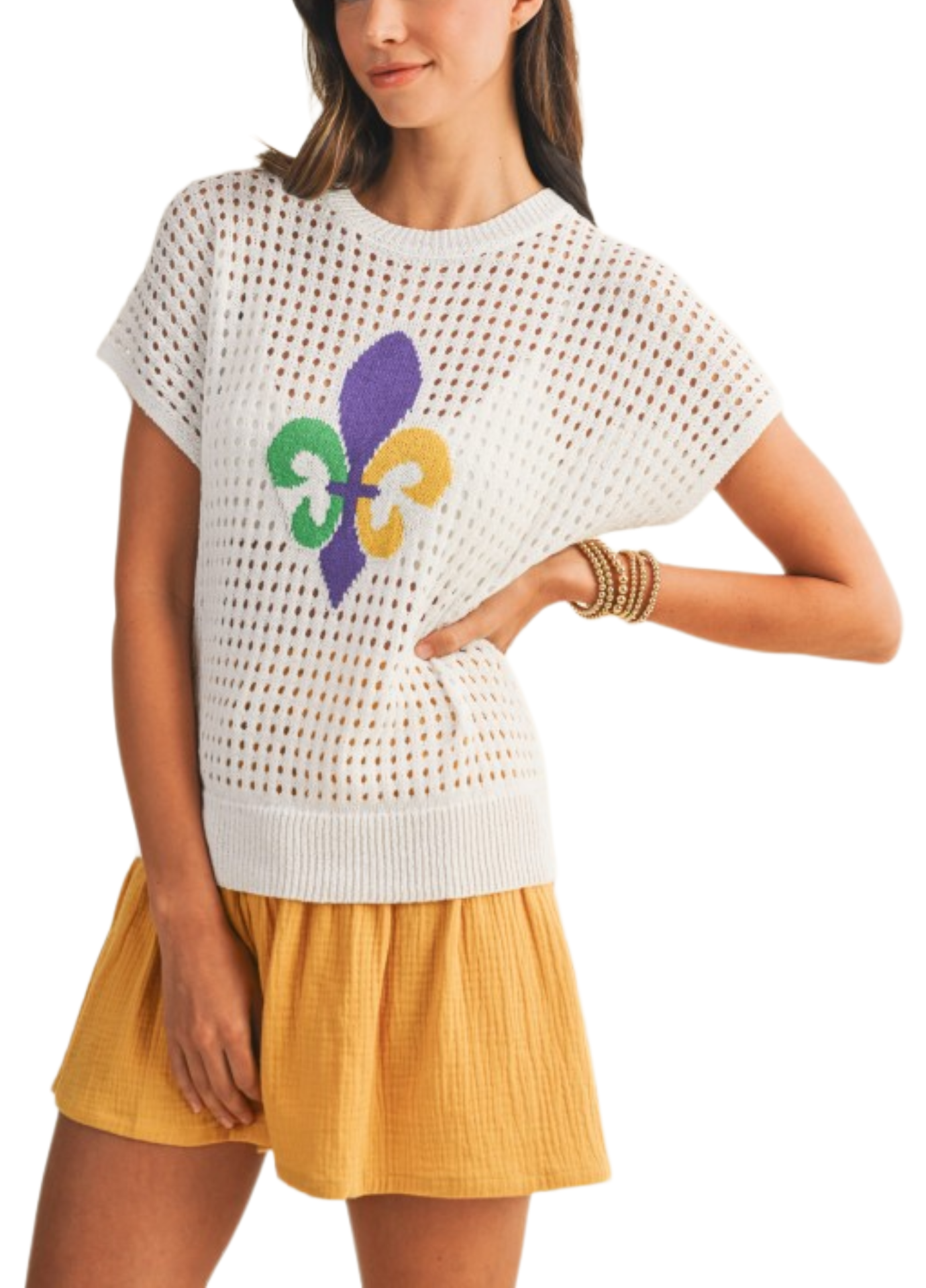 Open Stitch Fleur De Lis Top