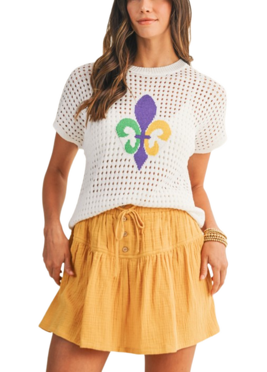 Open Stitch Fleur De Lis Top