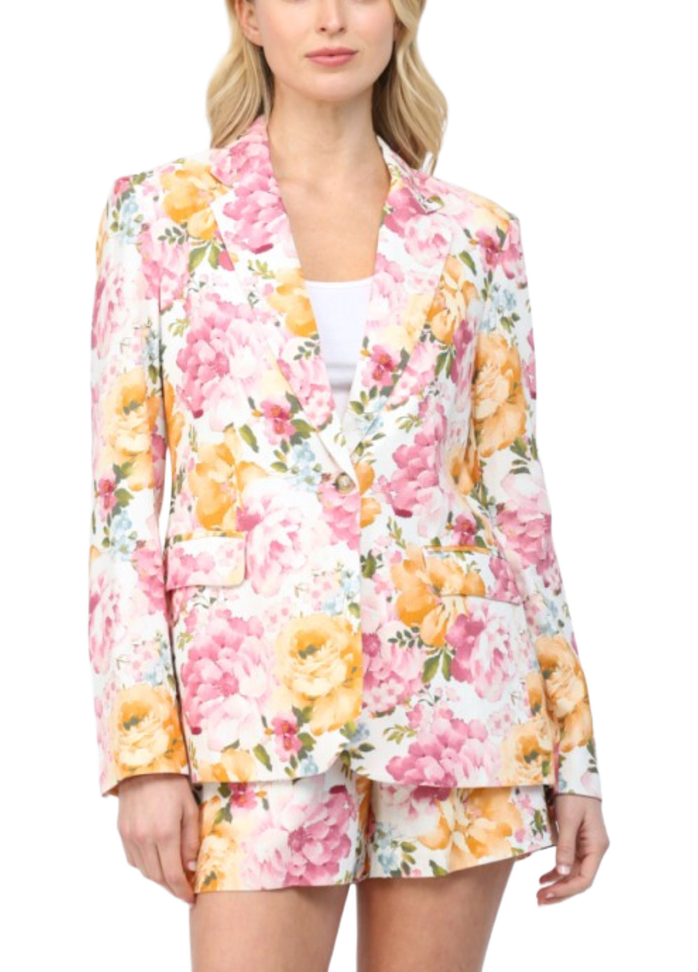 Bold Floral Linen Blazer