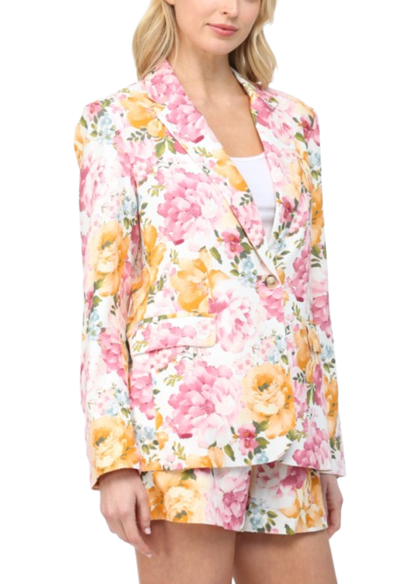 Bold Floral Linen Blazer