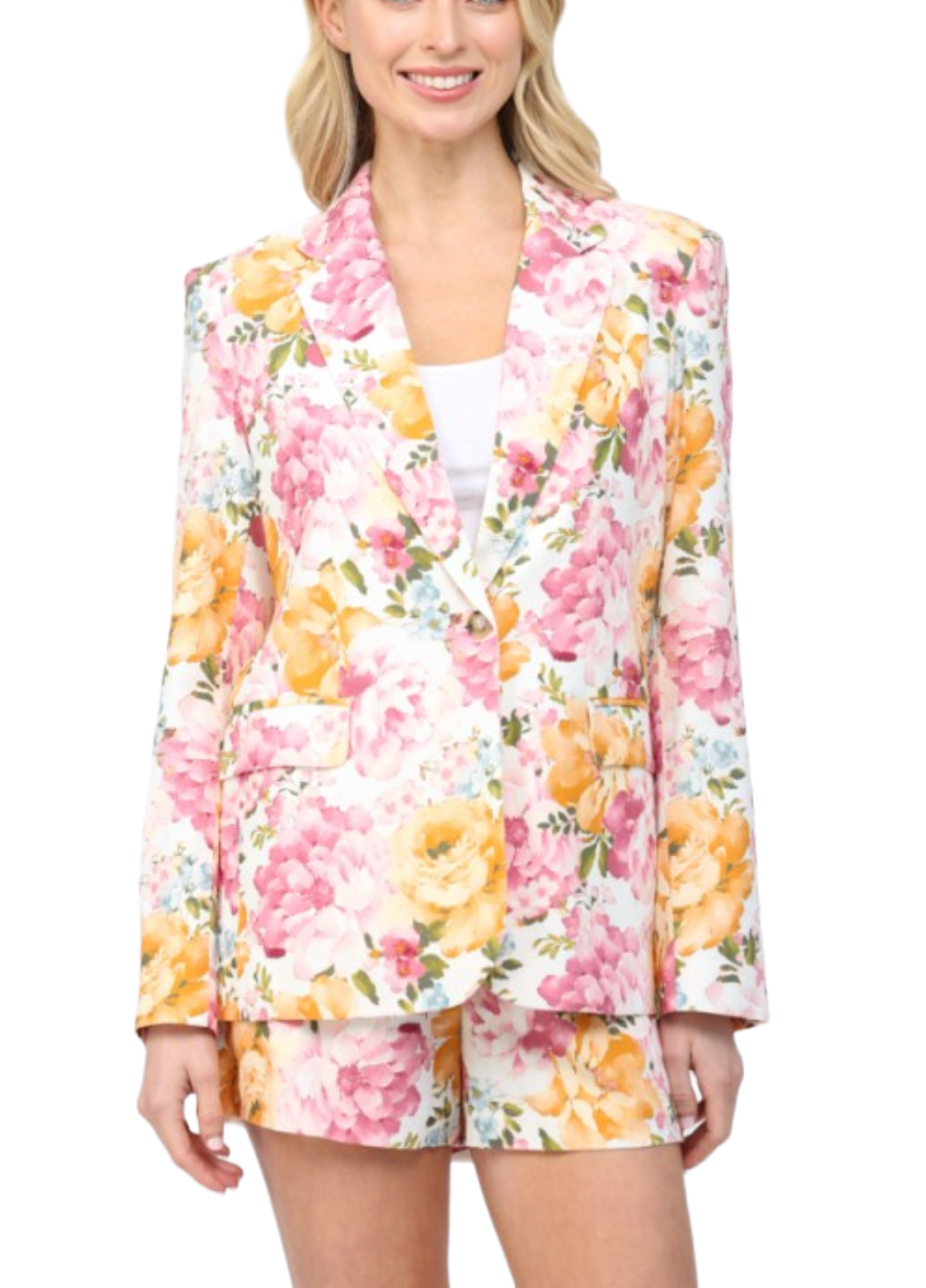 Bold Floral Linen Blazer