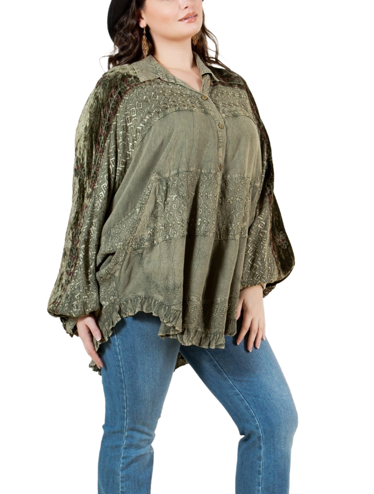Boho Stonewashed Top - Plus
