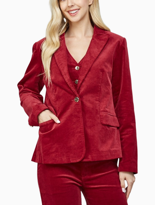 With Wine Corduroy Blazer