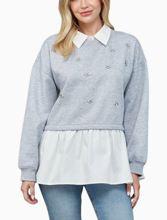Twofer Rhinestone Pullover