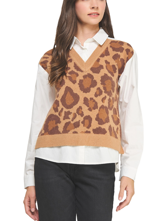 Panelling Leopard Top
