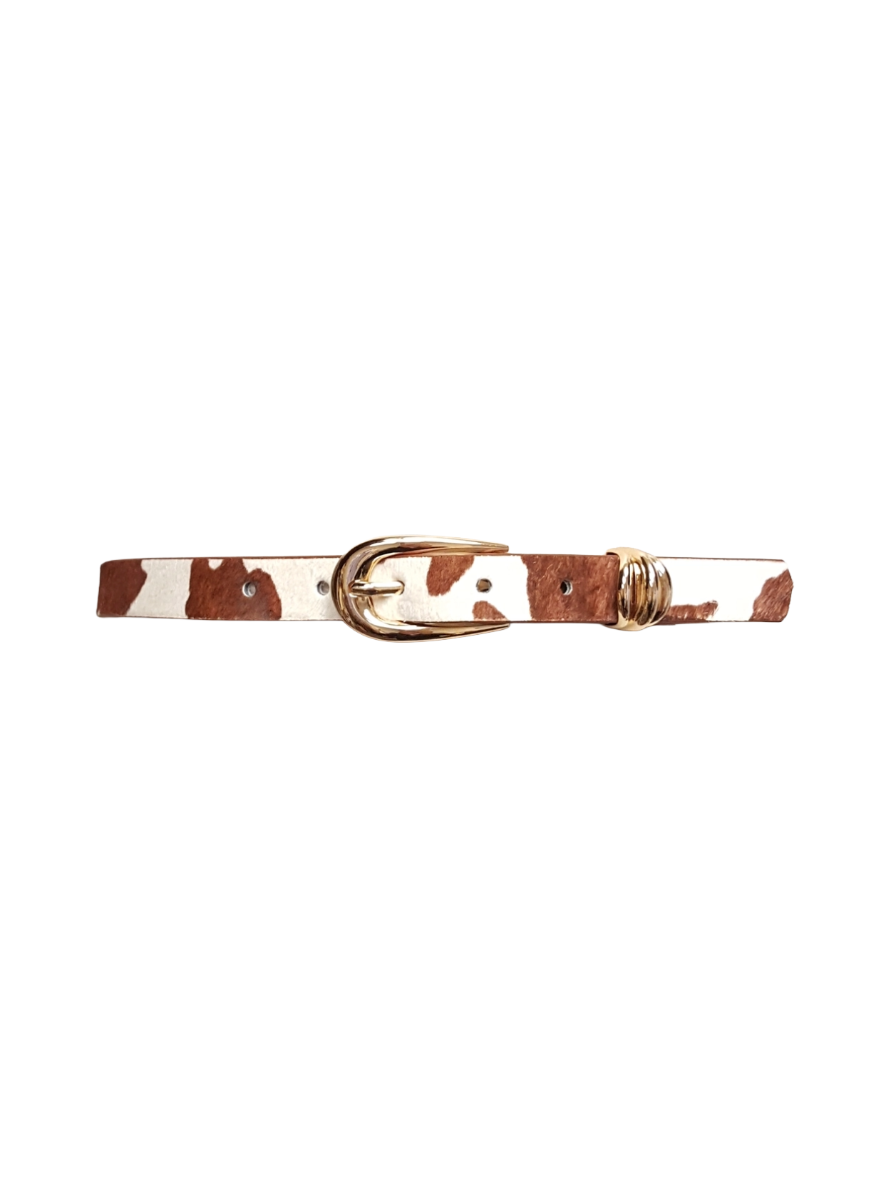 Classic Gold Buckle Genuine Hair Leather Belt