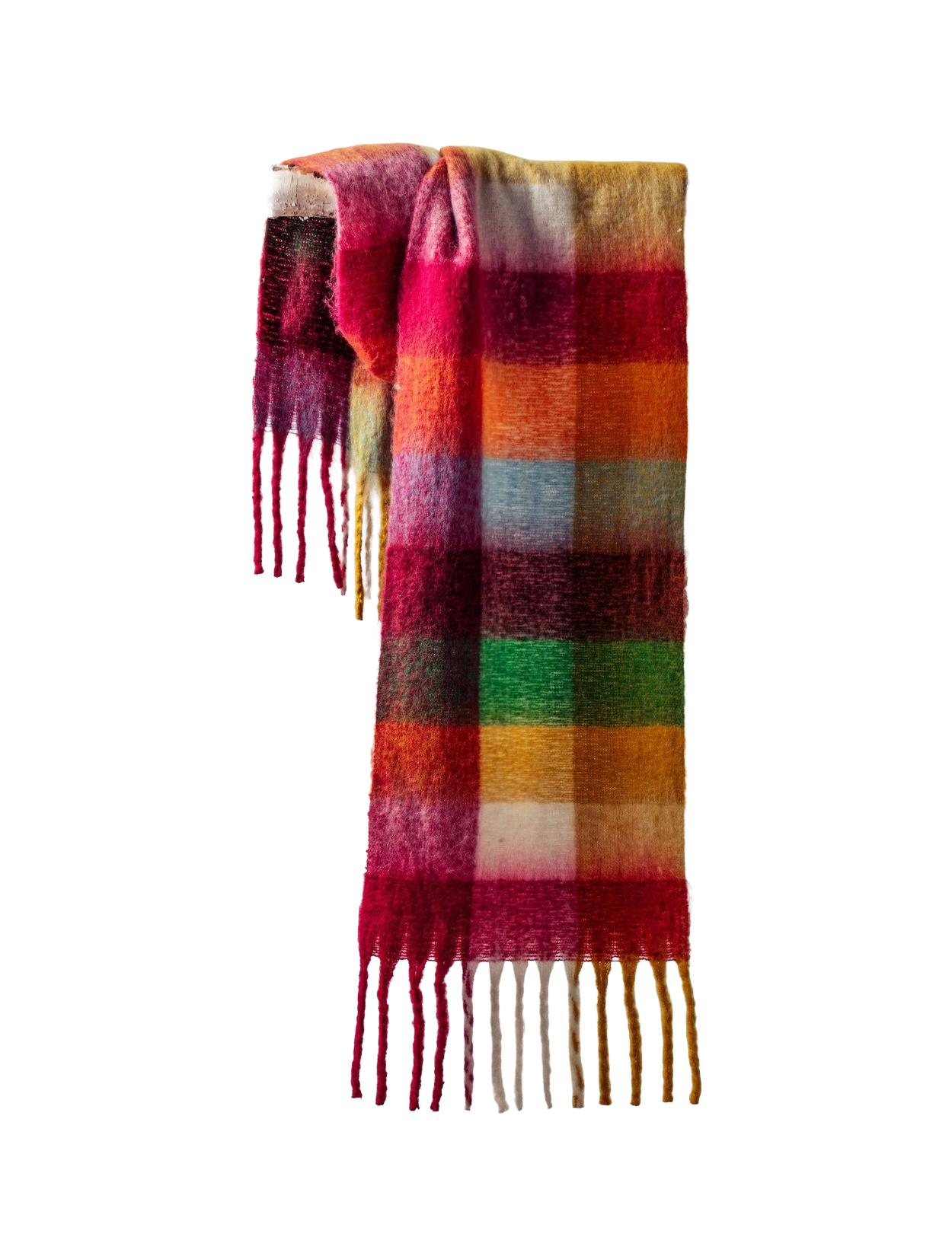 Playful Colorblock Fringe Scarf