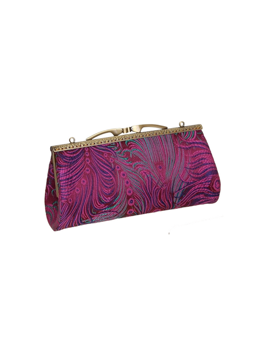 Handmade Peacock Brocade Eyeglasses Case with Kiss Clasp