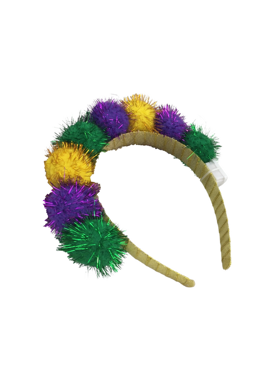 Mardi Gras Light Up PomPom Headband