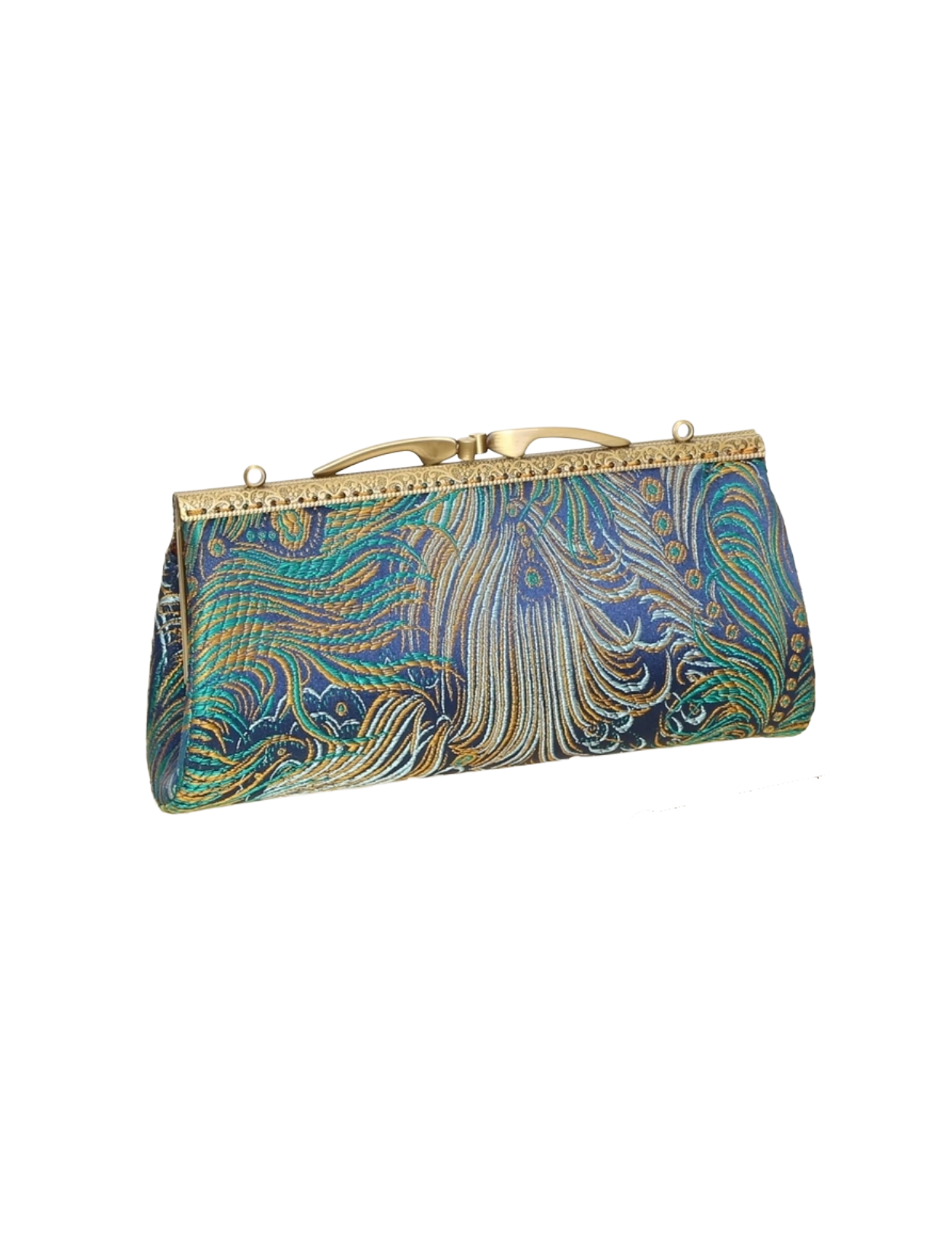 Handmade Peacock Brocade Eyeglasses Case with Kiss Clasp