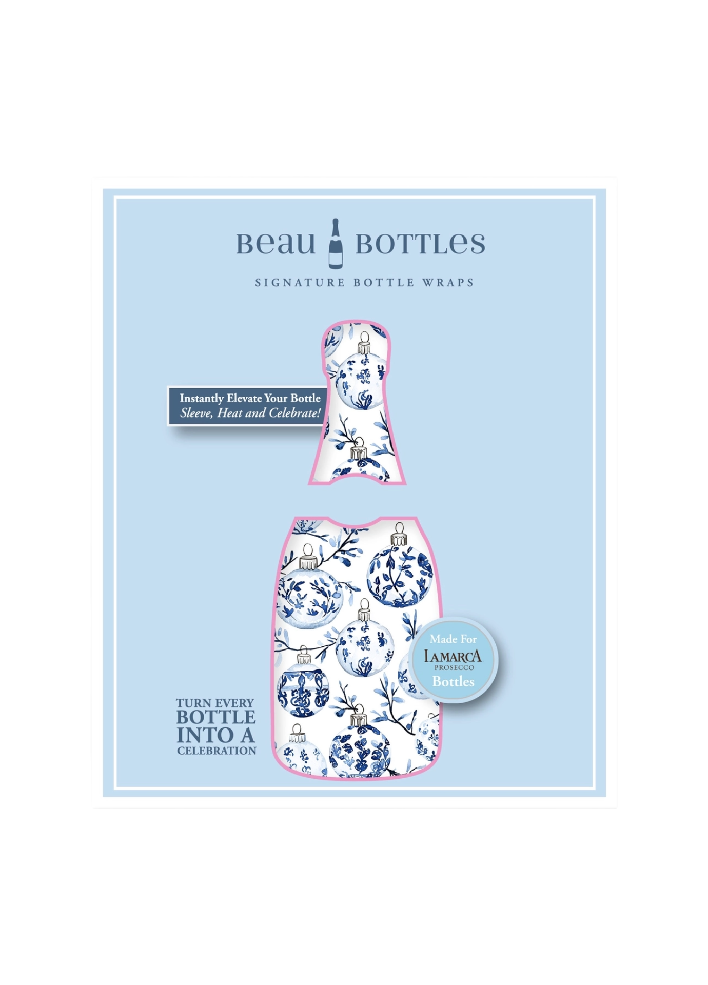 Beau Bottles Blue Ornaments - Prosecco