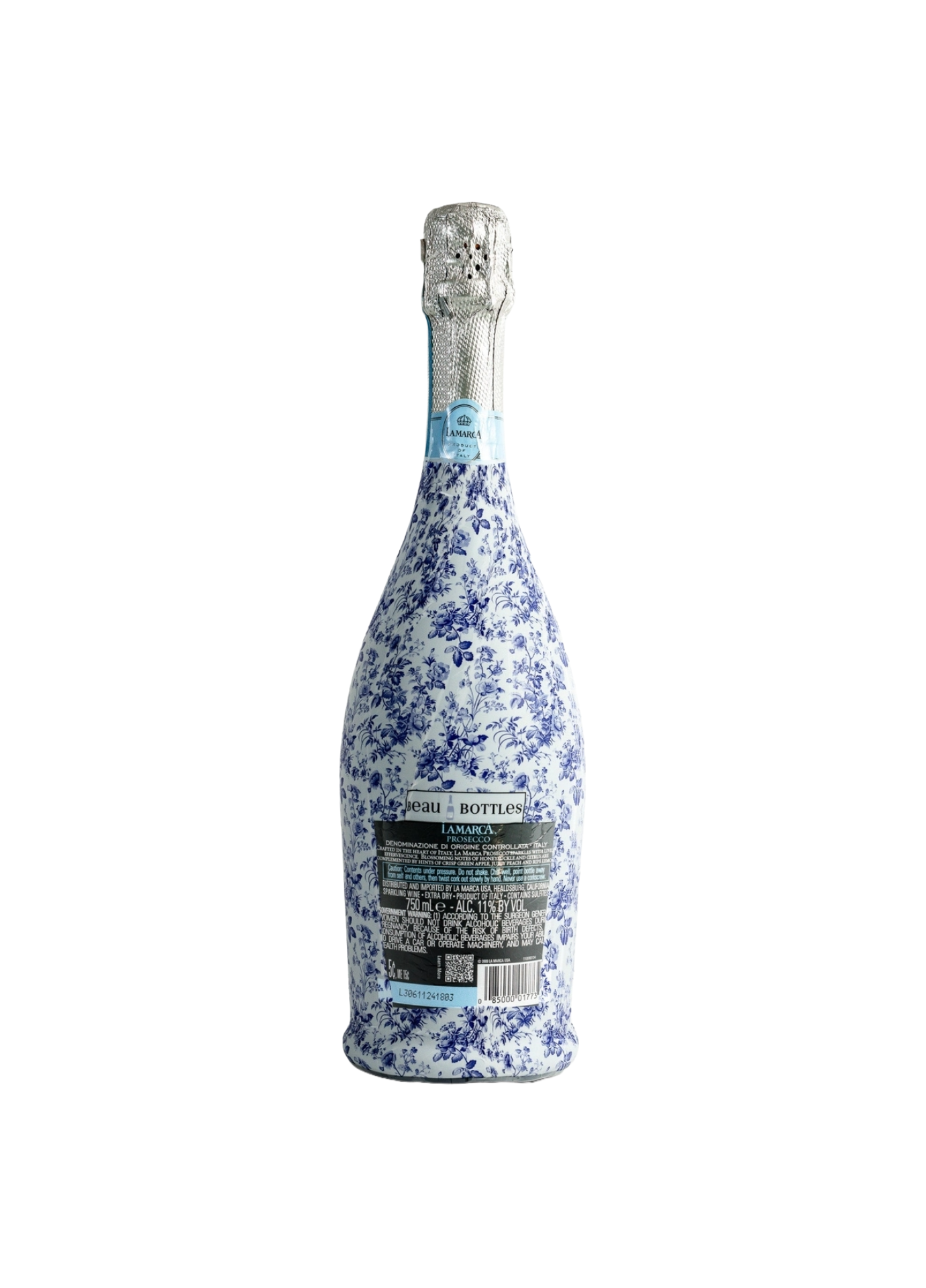 Beau Bottles Grandmillenial Blue Floral - Prosecco