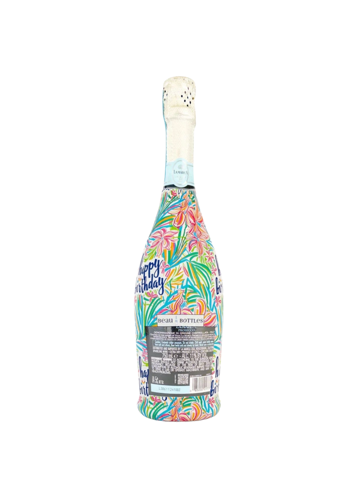 Beau Bottles Happy Birthday Floral - Prosecco