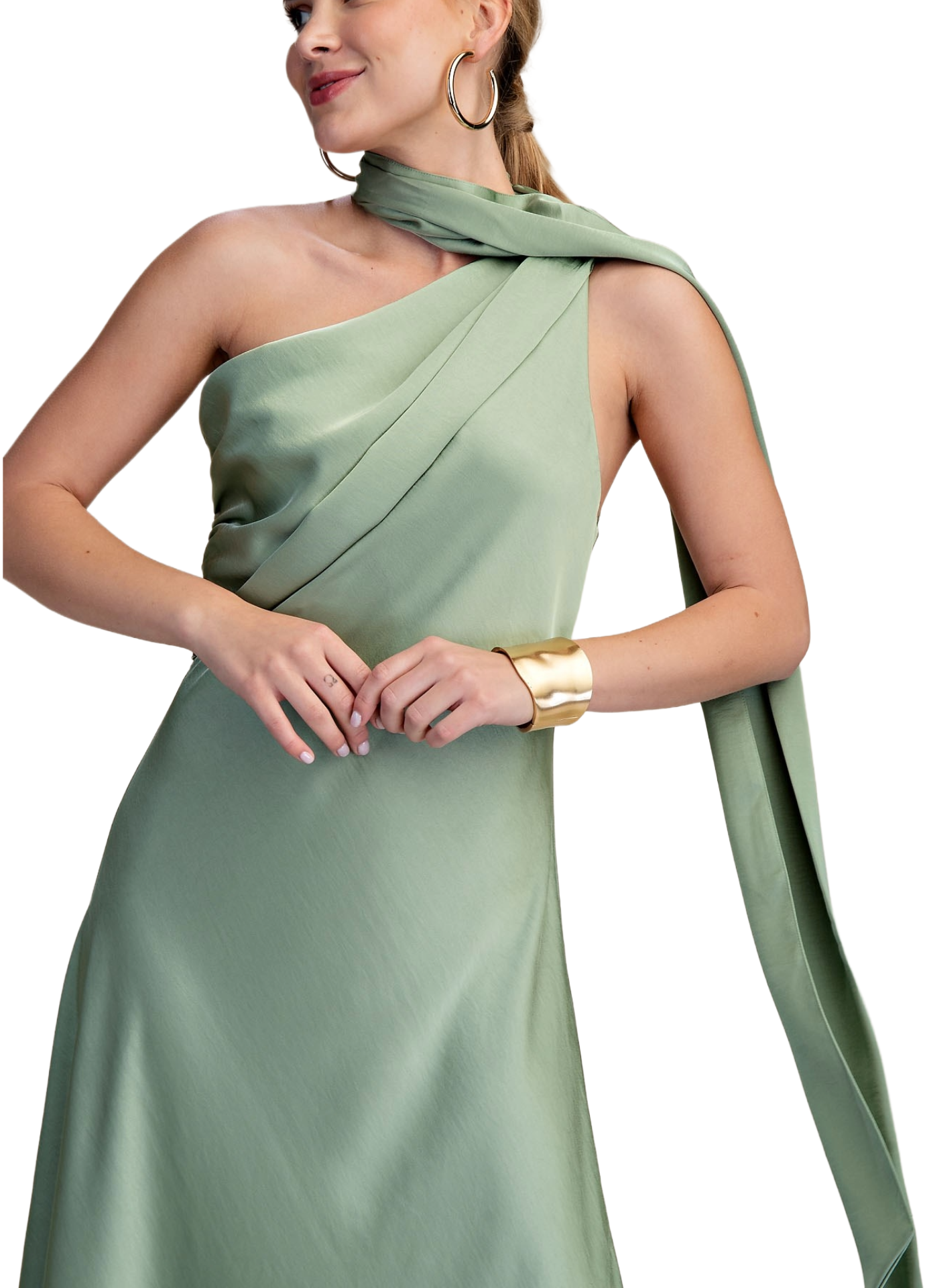 Khal Draped Muffler Maxi Dress