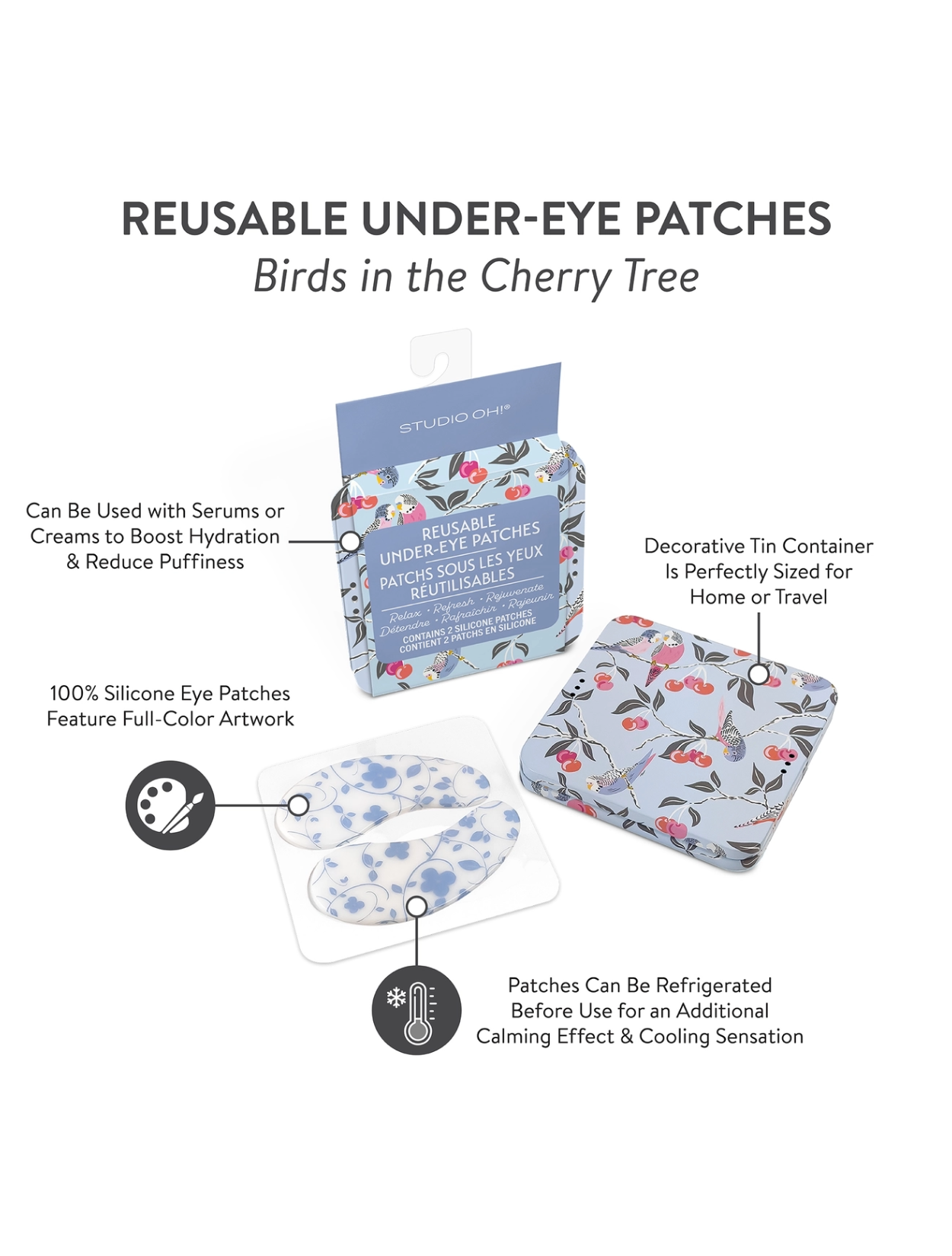 Birds in the Cherry Tree Reusable Under-Eye Patches