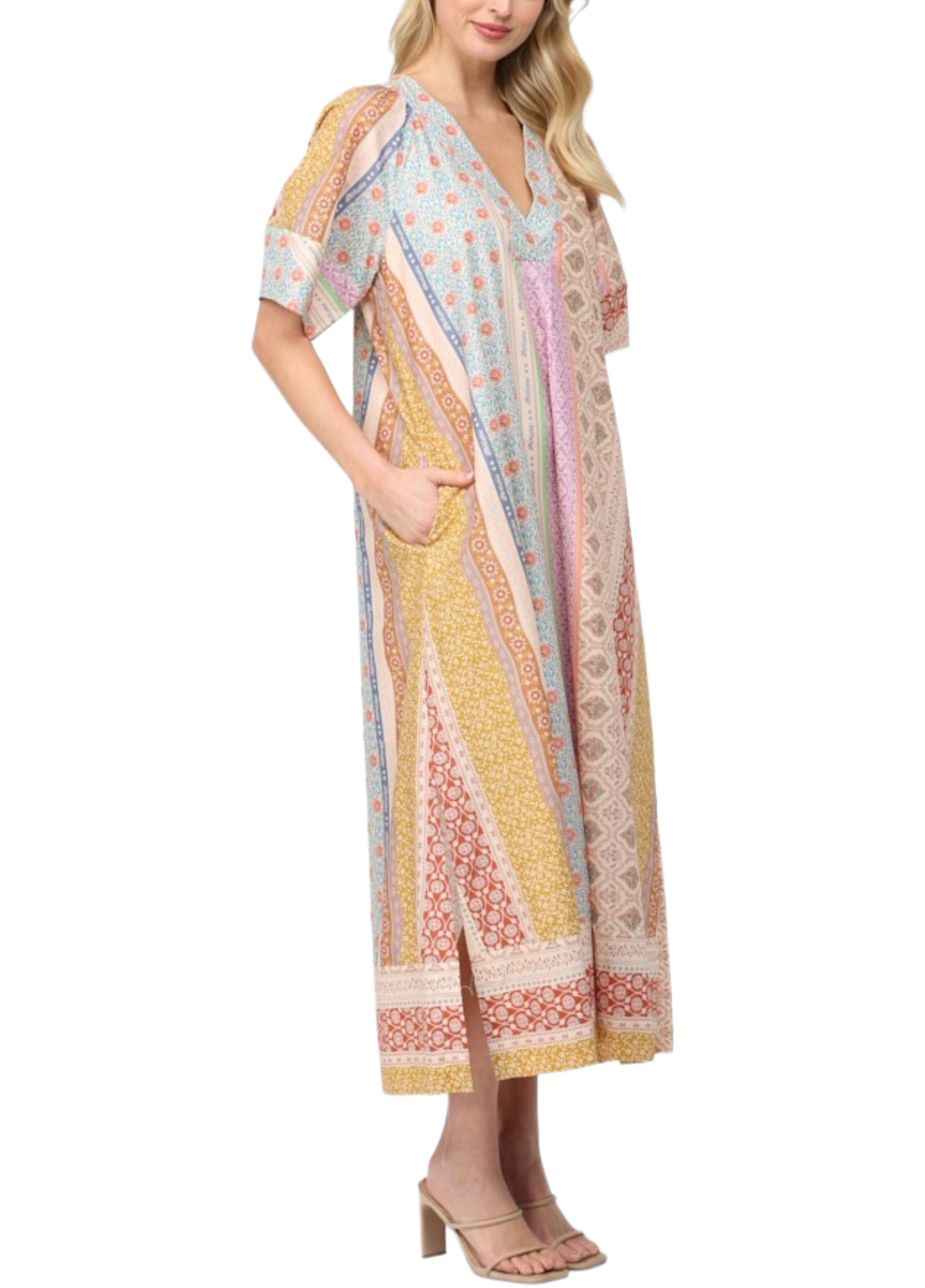 Sachi Patchwork Kaftan Dress