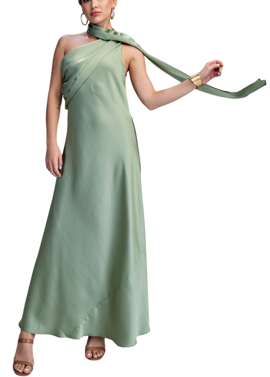 Khal Draped Muffler Maxi Dress
