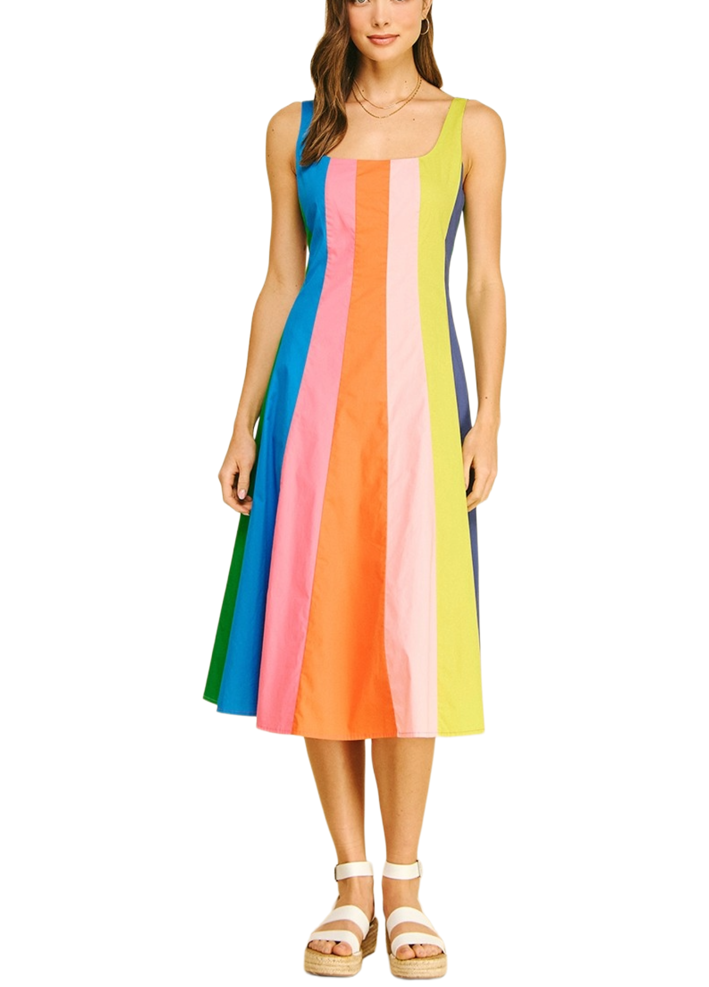 Rainbow Colorblock Midi Dress