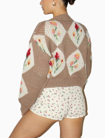 Vintage Diamond Floral Cardigan