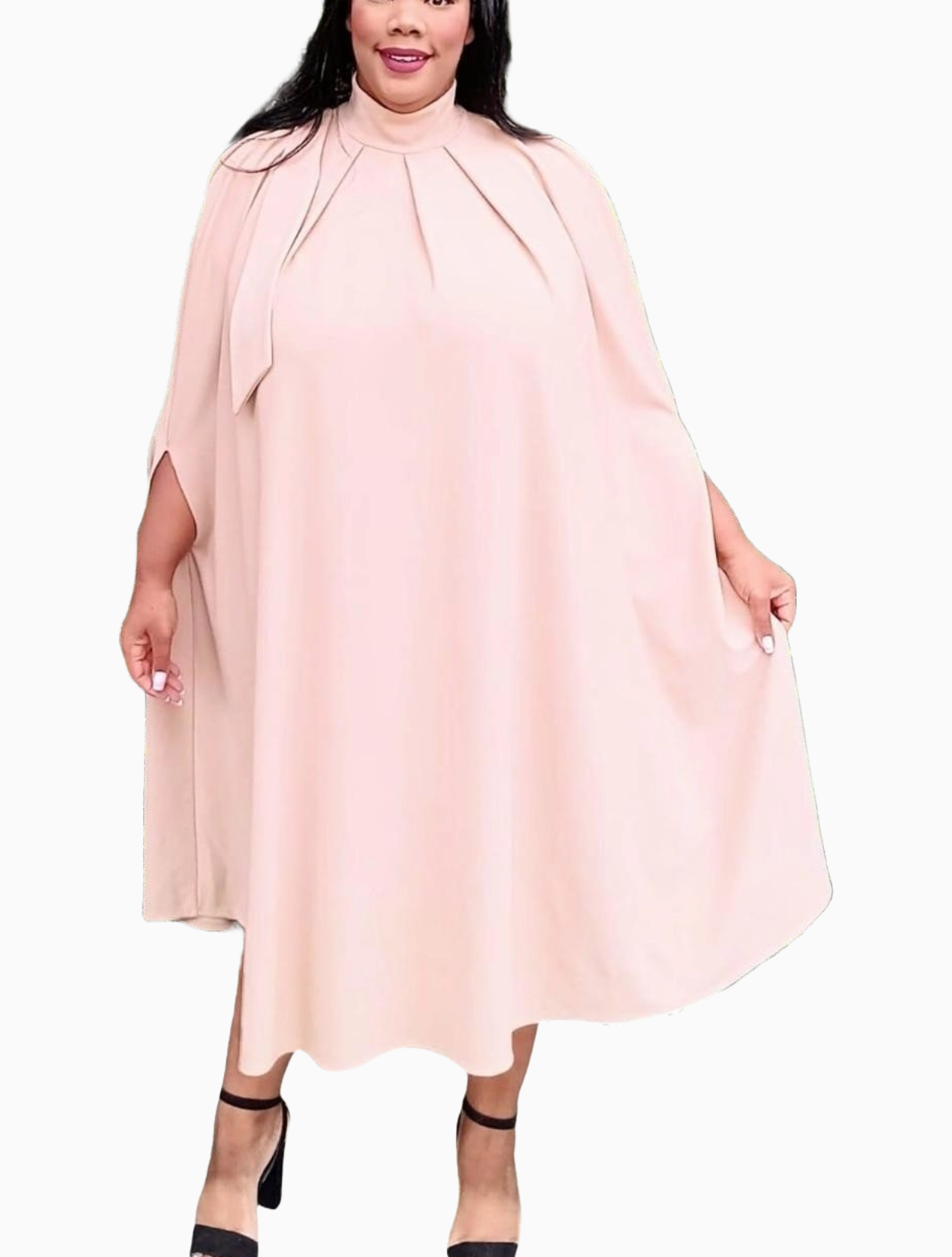 Crepe Techno Cape Dress - Plus