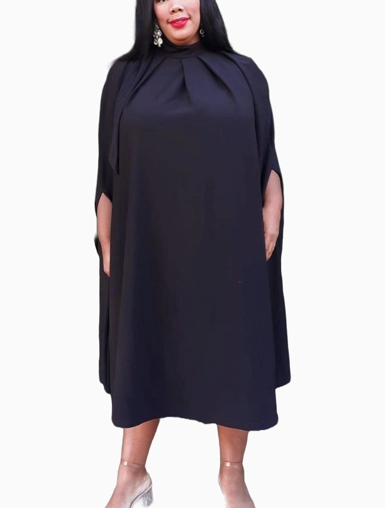 Crepe Techno Cape Dress - Plus